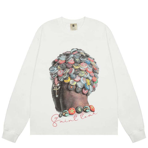 Cartoon White Ink Digital Print Mens Printed Sweatshirt