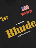 Rhude World Champ Tee détail du design graphique