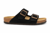 Birkenstock Arizona Black sandales noires en cuir lisse à double bride