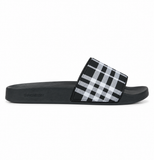 Burberry Furley Check Canvas Sliders Black & White – claquettes à carreaux noir et blanc