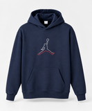 Navy Red Outline Graphic Hoodie bleu marine avec graphismes rouges