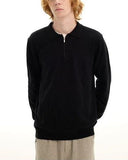 This Is Comfort Fit Project Sweater Thin Loose Half-zip Stretch Coton Black This Is Comfort Fit Project