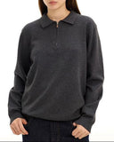 This Is Comfort Fit Project Sweater Thin Loose Half-zip Stretch Coton Gris Foncé This Is Comfort Fit Project