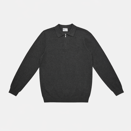 This Is Comfort Fit Project Sweater Thin Loose Half-zip Stretch Coton Gris Foncé This Is Comfort Fit Project