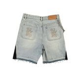 Short en Jean Patchwork Streetwear Vintage Bleu Clair