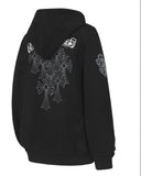Chrome Hearts Letters Sleeve Fleece Zip Up Hoodie 'Black/White' Chrome Hearts