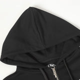 Chrome Hearts Letters Sleeve Fleece Zip Up Hoodie 'Black/White' Chrome Hearts