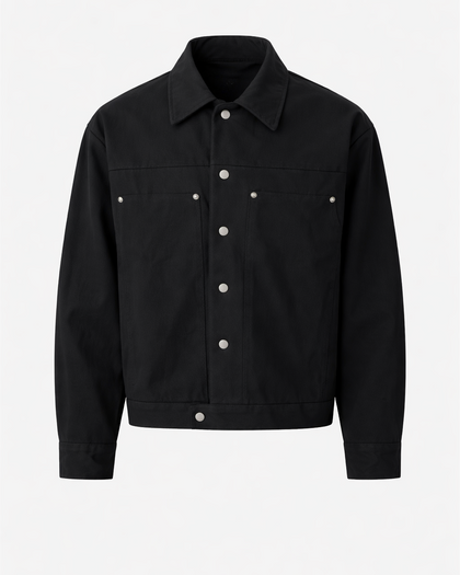 Black Trucker Jacket veste denim noire homme face