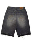Bottega Desires Short en jean noir à logo brodé