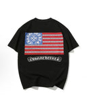t-shirt chrome hearts noir drapeau americain dagger streetwear