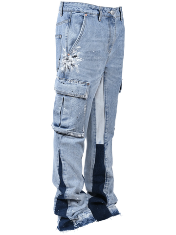 Cargo Flare Denim Light Wash