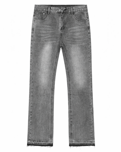 jean gris délavé homme coupe droite style streetwear premium face - Sneaker6ix Shop