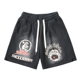 hellstar black records shorts streetwear