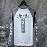 t-shirt chrome hearts blanc gris manches 3/4 streetwear