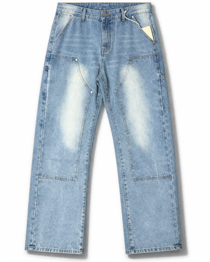 jean carpenter délavé clair homme coupe droite streetwear face - Sneaker6ix Shop