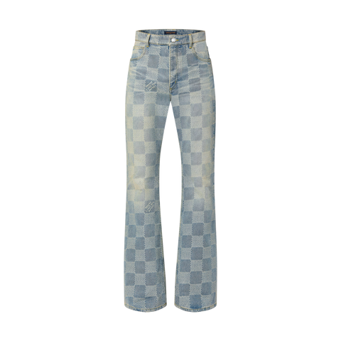 Louis Vuitton Pantalon denim évasé Damier