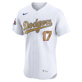 Los Angeles Dodgers Shohei Ohtani Nike White 2025 Gold Collection Elite Jersey Nike