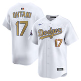 Los Angeles Dodgers Shohei Ohtani Nike White 2025 Gold Collection Elite Jersey Nike