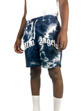 Palm Angels short en Tie Dye bleu marine à logo brodé - Sneaker6ix Shop