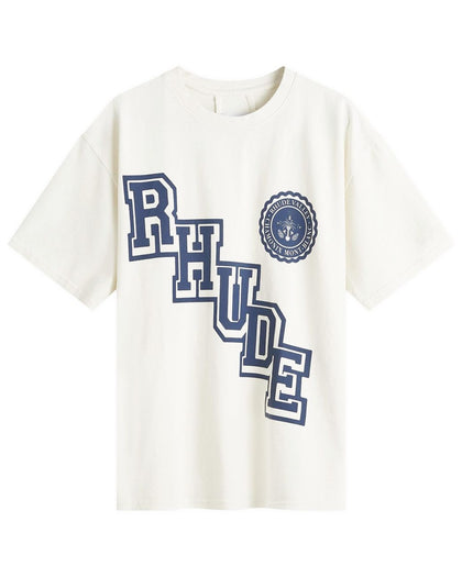 Rhude Men's Blue Collegiate Crest T-Shirt Rhude
