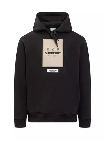 Burberry Owie Label Logo Hoodie Black