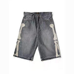 Short en Jean Skeleton Patchwork Noir