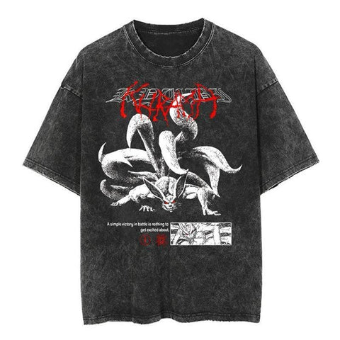 T-shirt Oversize Kurama Graphic Noir Vintage