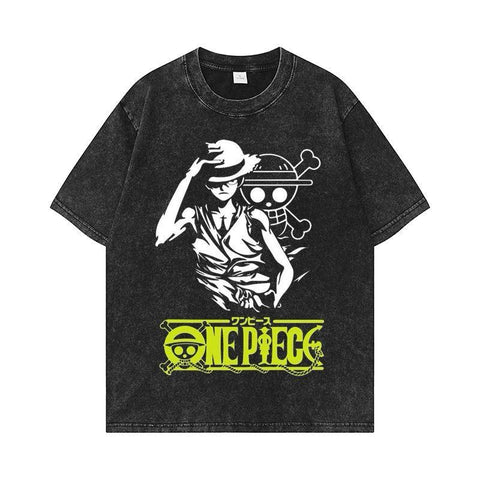 T-shirt Oversize One Piece Luffy Noir Vintage