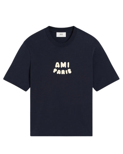 Ami Paris Patch T-Shirt Navy Blue vue de face
